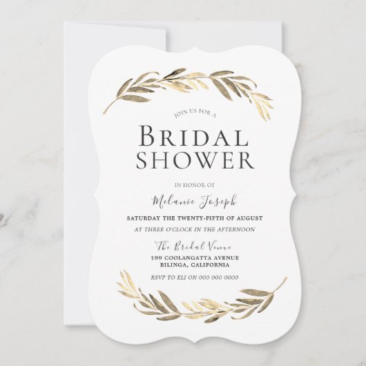 Eenvoudig modern elegant Gold Leaf-Vrijgezellenfee Kaart (Voorkant)