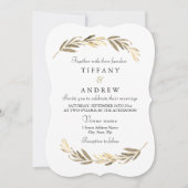 Eenvoudig modern elegant Gold Leaf Wedding Kaart (Voorkant)