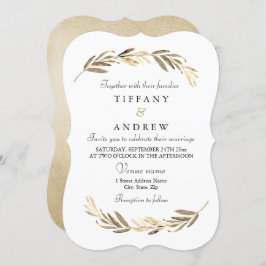 Eenvoudig modern elegant Gold Leaf Wedding Kaart