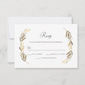 Eenvoudig modern elegant Gold Leaf Wedding RSVP Kaartje (Achterkant)