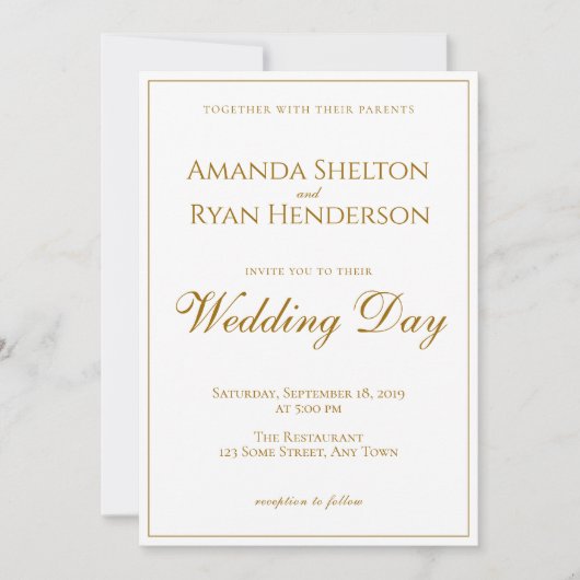 Eenvoudig modern Elegant Golden Script Weddenschap Kaart (Voorkant)