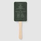 Eenvoudig modern, elegant groen trouwprogramma handwaaier (Achterkant)