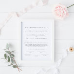 Eenvoudig Modern Elegant Huwelijkscertificaat Poster<br><div class="desc">Eenvoudig Modern Elegant Huwelijkscertificaat Poster</div>