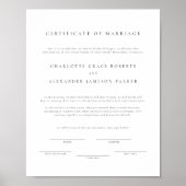 Eenvoudig Modern Elegant Huwelijkscertificaat Poster (Voorkant)