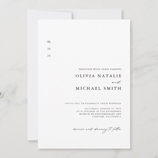 Eenvoudig modern elegant in één QR-code bruiloft Kaart (Voorkant)