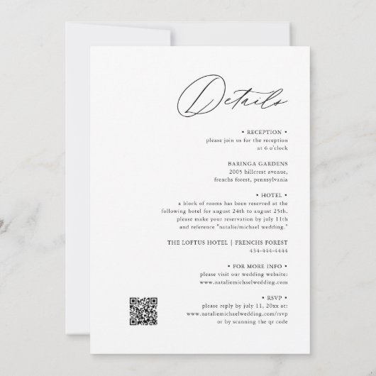 Eenvoudig modern elegant in één QR-code bruiloft Kaart (Achterkant)