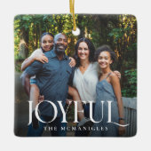 Eenvoudig Modern Elegant Joyful 2 Fotokerstfeest Keramisch Ornament (Voorkant)