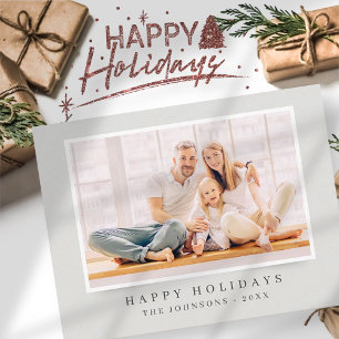 Eenvoudig Modern Elegant Kerstmis Aangepaste Foto Feestdagenkaart