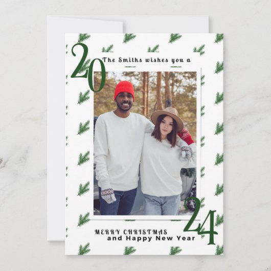 Eenvoudig Modern Elegant Kerstpaar kaart (Voorkant)