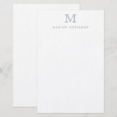 Eenvoudig Modern Elegant Licht Zilver Grijs Monogr Briefpapier (Voorkant / Achterkant)