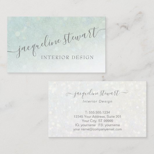 Eenvoudig modern, elegant lichtblauw visitekaartje (Voorkant / Achterkant)