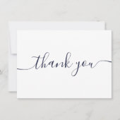 Eenvoudig Modern Elegant Marineblauw Schrift Bedankkaart (Voorkant)
