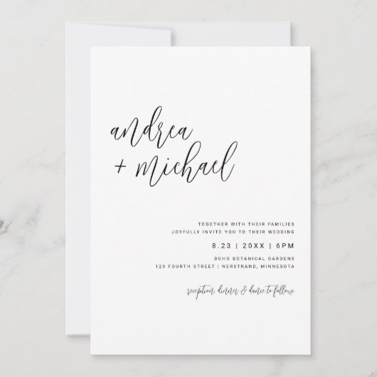 Eenvoudig modern Elegant-minimalistisch script bru Kaart (Voorkant)