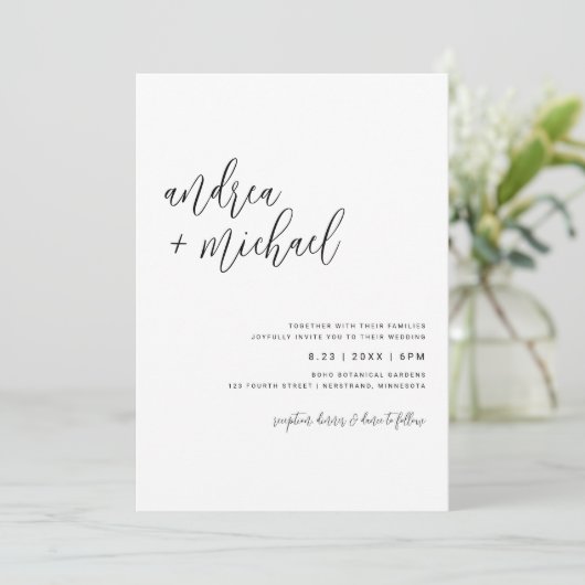 Eenvoudig modern Elegant-minimalistisch script bru Kaart (Staand voorkant)