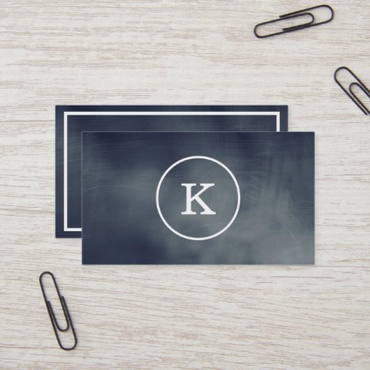 Eenvoudig Modern Elegant Monogram Zwart Krijtbord Visitekaartje (Voorkant / Achterkant in situ)