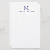 Eenvoudig Modern Elegant Paarse Monogram Initiaal Briefpapier (Voorkant / Achterkant)