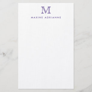 Eenvoudig Modern Elegant Paarse Monogram Initiaal Briefpapier