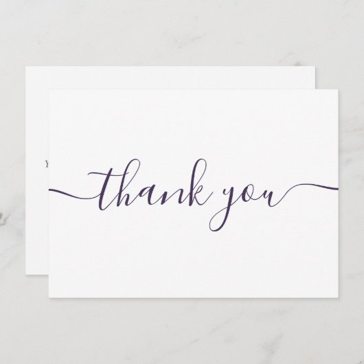 Eenvoudig Modern Elegant Paarse Script Bedankkaart (Voorkant / Achterkant)