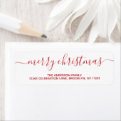Eenvoudig modern Elegant Red Merry-kerstscript Etiket (Insitu)