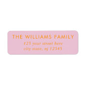 Eenvoudig modern elegant roze Oranje terugkeeradre Etiket (Voorkant)