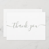 Eenvoudig modern Elegant Sage Green Script Bedankkaart (Voorkant / Achterkant)