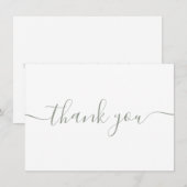 Eenvoudig Modern Elegant Saliegroen Schrift Bedankkaart (Voorkant / Achterkant)