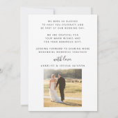 Eenvoudig modern elegant script 2 foto's bruiloft bedankkaart (Achterkant)