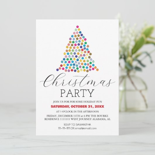 Eenvoudig Modern Elegant Script Christmas Party Kaart (Staand voorkant)