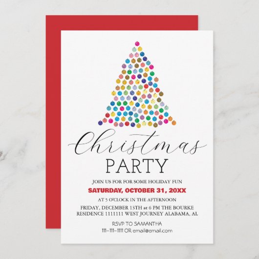 Eenvoudig Modern Elegant Script Christmas Party Kaart (Voorkant / Achterkant)