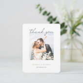 Eenvoudig Modern Elegant Script Gouden Foto Bruilo Bedankkaart (Staand voorkant)