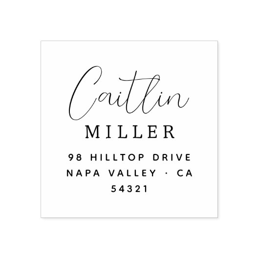 Eenvoudig Modern Elegant Script Naam Retouradres Rubberstempel (Afrduk)