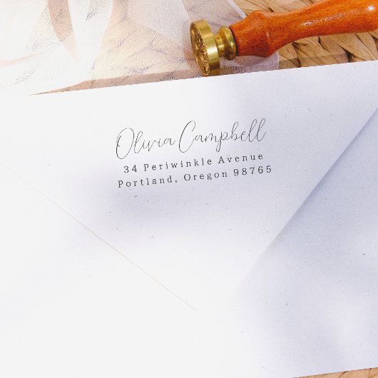Eenvoudig Modern Elegant Script Naam Retouradres Rubberstempel