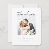 Eenvoudig modern Elegant Script Photo Wedding Bedankkaart (Voorkant)