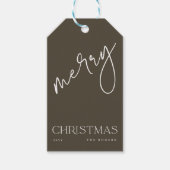 Eenvoudig Modern Elegant Script Prettig Kerstfeest Cadeaulabel (Voorkant)