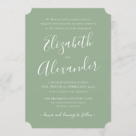 Eenvoudig modern elegant script Sage Green Wedding Kaart