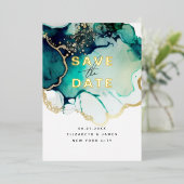 Eenvoudig Modern Elegant Smaragd Groen Sla de datu Folie Uitnodiging (Staand Voorkant)