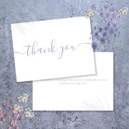 Eenvoudig Modern Elegant Stofblauw Schrift Bedankkaart