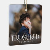 Eenvoudig modern Elegant Treasured 2-fotokerstmis Keramisch Ornament (Rechts)