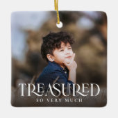 Eenvoudig modern Elegant Treasured 2-fotokerstmis Keramisch Ornament (Voorkant)