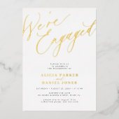 Eenvoudig modern elegant verlovingsfeestgoud folie uitnodiging (Voorkant)