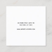 Eenvoudig modern, elegant vierkant zwart beeldsche vierkante visitekaartje (Achterkant)