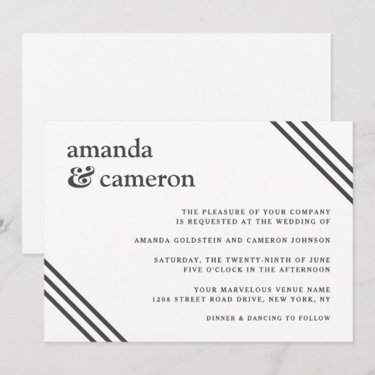 Eenvoudig modern Elegant White Wedding Kaart (Voorkant / Achterkant)