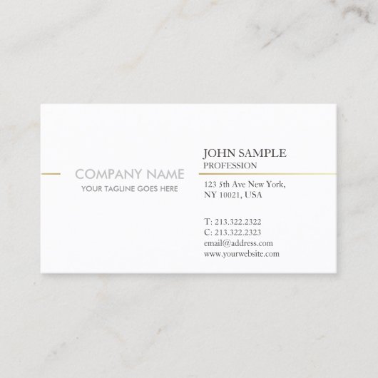 Eenvoudig, modern, elegant, wit goud visitekaartje (Voorkant)