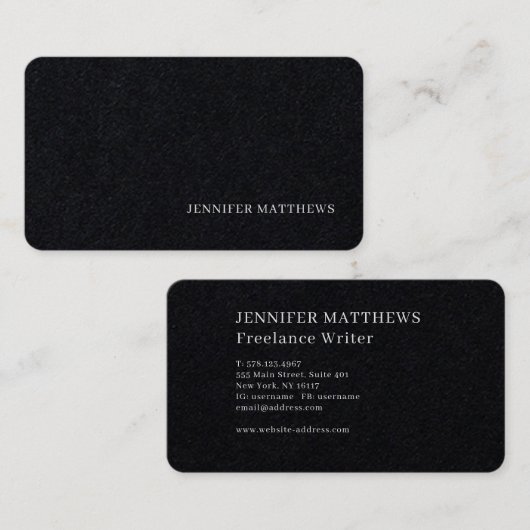 Eenvoudig modern, elegant zwart en wit visitekaartje (Voorkant / Achterkant)