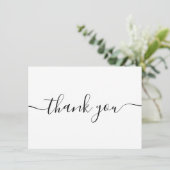 Eenvoudig Modern Elegant Zwart Schrift Bedankkaart (Staand voorkant)