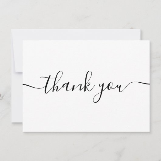 Eenvoudig modern elegant zwart script bedankkaart (Voorkant)