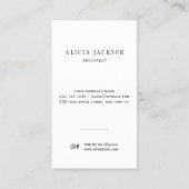 Eenvoudig, modern, elegant zwart wit visitekaartje (Achterkant)