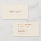Eenvoudig modern, elegante biege professional visitekaartje (Voorkant / Achterkant)