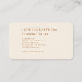 Eenvoudig modern, elegante biege professional visitekaartje (Achterkant)