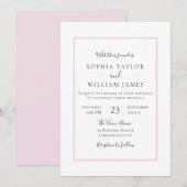 Eenvoudig modern ellegant Blush Border Wedding Kaart (Voorkant / Achterkant)